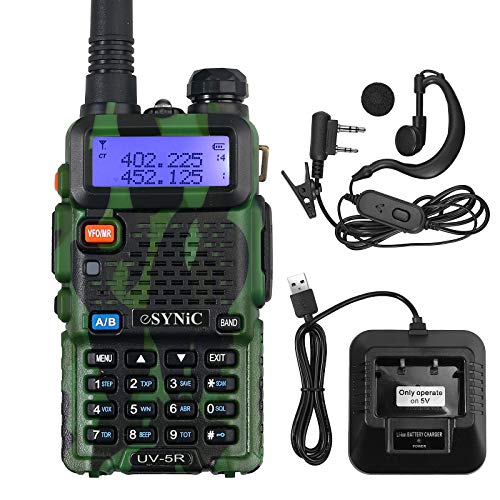 eSynic UV-5R Walkie Talkie 128 Canales VOX Banda Dual VHF/UHF con Pantalla LED de Memoria con Explosión Parpadeo de Alarma Soporta VOX para Sitio de Construcción Hotel Adventure Largo Alcance 3-5 km