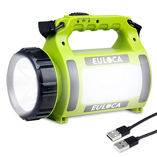 EULOCA Linterna de Cámping Recargable LED , faroles de mano multifuncional con 2600mAh Power Bank, Antorcha LED CREE, lámpara de camping para Senderismo, Pesca, Emergencia y Más