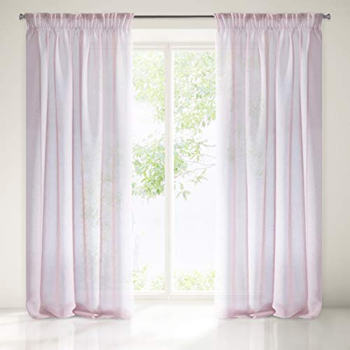 Eurofirany Argea Lisa etamina, Cinta Fruncida, Cortinas Transparentes, Elegantes, Glamour para Dormitorio, salón, Tela, Rosa, 140 x 270 cm