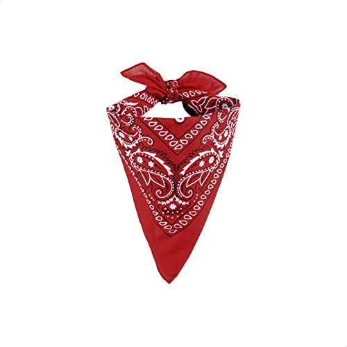 EUROXANTY Bandana 100% Algodón | Pañuelo para el Cuello, Cabeza, Muñeca | Diseño Único | Pañuelos para Moda y Deporte | Rojo |