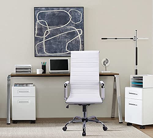 Exofcer Silla de Escritorio Ergonomica Silla de Oficina Giratoria con Respaldo Alto Silla de Computadora de Oficina (Blanco)