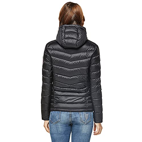 Extreme Pop Mujer Chaqueta con Capucha Pure Goose Down para el Invierno en Negro y Rosa (M, Negro)