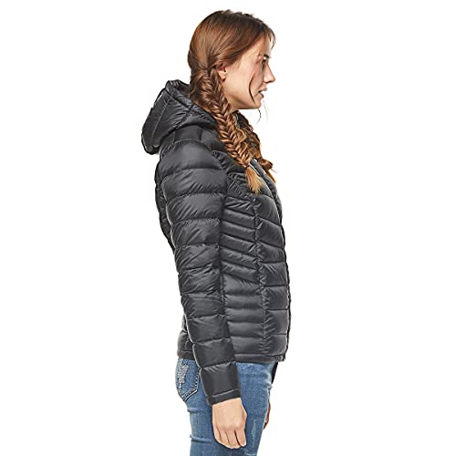 Extreme Pop Mujer Chaqueta con Capucha Pure Goose Down para el Invierno en Negro y Rosa (M, Negro)