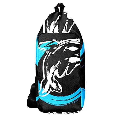 EZIOLY Black Killer Whale Orca Mochila de hombro Sling Bag Crossbody Bag Travel Senderismo Daypack para hombres y mujeres