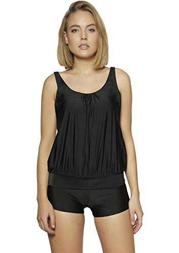 F5590 - Bañador de estilo tankini, talla 40-66 Tankini negro, pantalones cortos G(sw) 0