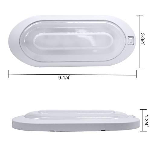 Facon - Luz LED Tipo panqueque Brillante de Estilo clásico para Interiores de 12 voltios con Interruptor de Encendido/Apagado para caravanas, remolques, Barcos (2 Paquetes, 4000 K Blanco frío)