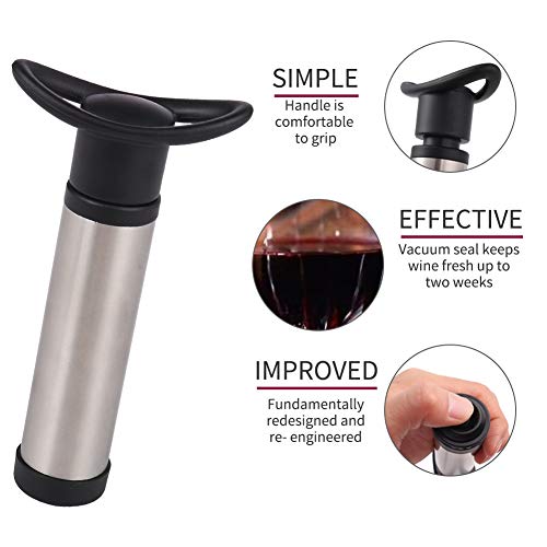 falllea Tapones para Botella de Vino al Vacio Protector para Bomba Ahorrador de la Bomba del Ahorro del Vacío Wine Saver Bomba de Vino con 6 Tapones de Botella