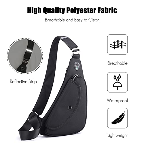 FANDARE Ultraligero Bolsos Cruzados Bandoleras Hombre Bolsa de Pecho Niño Sling Bag para Deportiva Viaje Ciclismo Hiking Camping Aptitud Casual Daypacks Negro