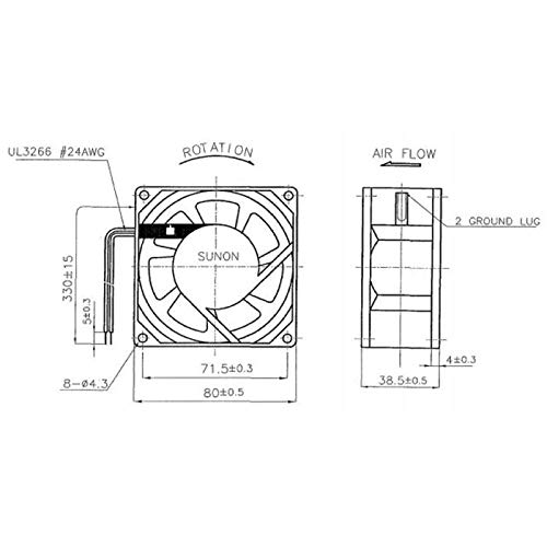 Fan/Ventilador 230V 18W 80x80x38mm 39m³/h 31dBA ; Sunon SF23080A2083HSL