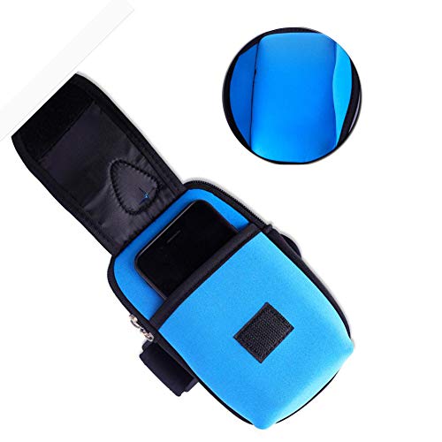 FeiLuo Brazalete Deportivo, Bolsa de Soporte Impermeable e Universal para iPhone 11Pro/11/XS/X/8-7-6Plus/8/7/6s, con Correa Ajustable y Ranura para Auriculares, Ideal para Correr, Caminar, Gym (Azul)