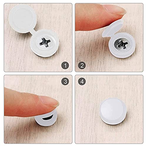 FEMONGY tapones para tornillos, 100 piezas embellecedor tornillo, tapa tornillos blanco, Material plástico, duradero, Conveniente, se puede utilizar para muebles, Carpintería (13.5mm x 4.9mm, blanco)