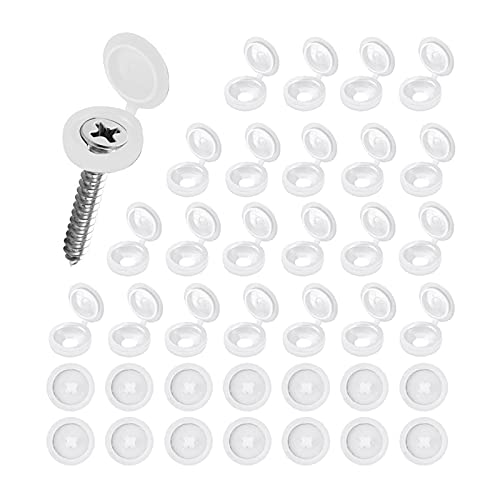 FEMONGY tapones para tornillos, 100 piezas embellecedor tornillo, tapa tornillos blanco, Material plástico, duradero, Conveniente, se puede utilizar para muebles, Carpintería (13.5mm x 4.9mm, blanco)