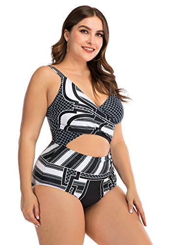 FEOYA - Mujer Bañador de Dos Pieza Estampado para Verano Traje de Natación con Aros Push up Sexy Ropa de Baño de Talla Grande Swimwear for Women