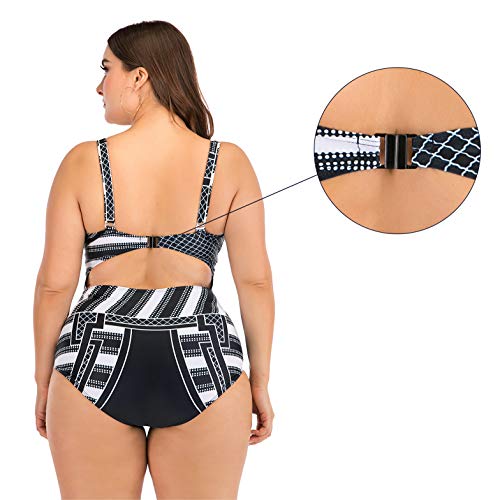 FEOYA - Mujer Bañador de Dos Pieza Estampado para Verano Traje de Natación con Aros Push up Sexy Ropa de Baño de Talla Grande Swimwear for Women