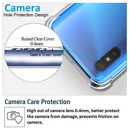 Ferilinso Fundas para Xiaomi Redmi 9A / Redmi 9AT con 2 Piezas Protector de Pantalla, Funda Transparente para Xiaomi Redmi 9A / Redmi 9AT, Película de Cristal Templado