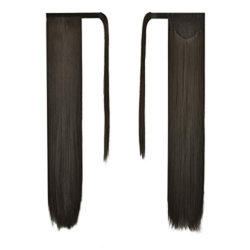 FESHFEN Cola de Caballo Extensiones Postizos de pelo fibras sintéticas de cabello pelo liso largo 70cm, 125g