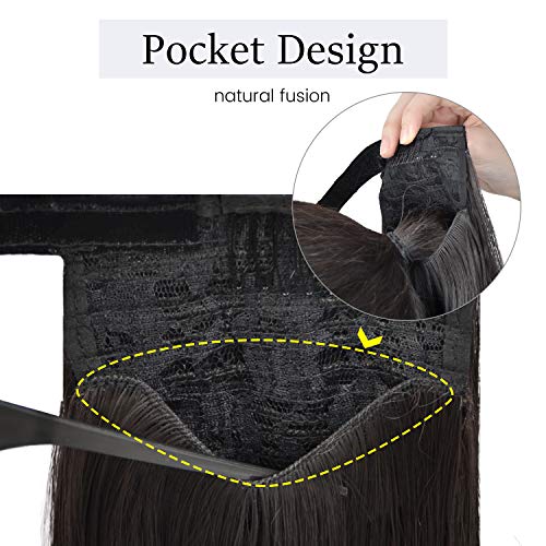 FESHFEN Cola de Caballo Extensiones Postizos de pelo fibras sintéticas de cabello pelo liso largo 70cm, 125g