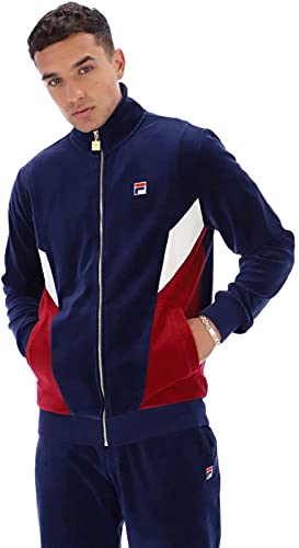 Fila de los Hombres Chaqueta de chándal Lane Colour Block Velour, Azul, M