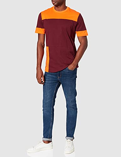 FILA Herren Men PAGAN Blocked Tee T-Shirt, Tawny Port-Mandarin orange-Black, M