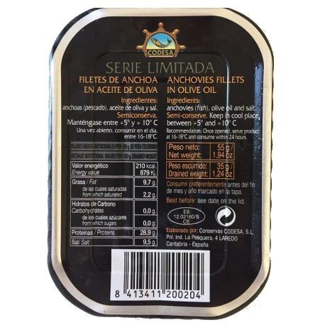 Filetes de anchoa Codesa 7/10 piezas serie limitada. [PACK DE 3 UNIDADES]