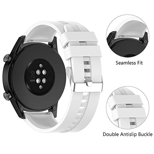 Find-MyWay Conpatible para Huawei Watch GT 2 (46mm)/Watch GT/Watch GT 2e/Watch GT2 Pro Correa para Mujer Hombre,22mm Silicona Deportiva Pulsera de Repuesto Banda Accesorios, Blanco