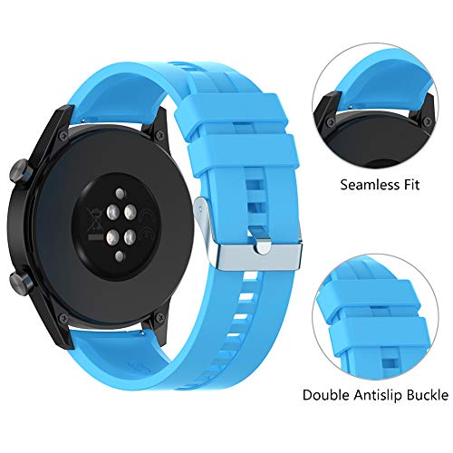 Find-MyWay Conpatible para Huawei Watch GT 2 (46mm)/Watch GT/Watch GT 2e/Watch GT2 Pro Correa para Mujer Hombre,22mm Silicona Deportiva Pulsera de Repuesto Banda Accesorios, Azul