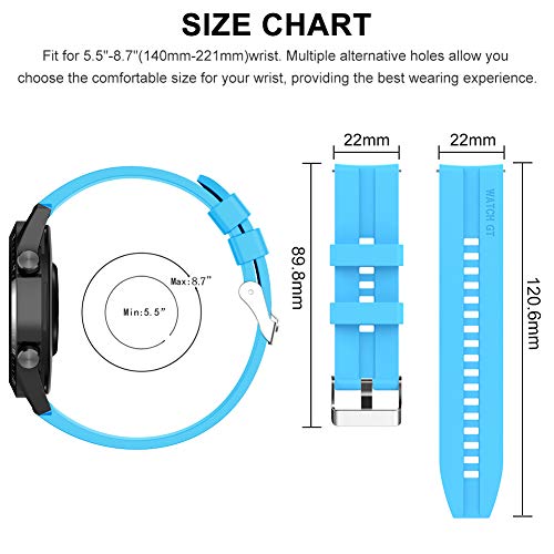 Find-MyWay Conpatible para Huawei Watch GT 2 (46mm)/Watch GT/Watch GT 2e/Watch GT2 Pro Correa para Mujer Hombre,22mm Silicona Deportiva Pulsera de Repuesto Banda Accesorios, Azul