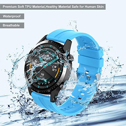 Find-MyWay Conpatible para Huawei Watch GT 2 (46mm)/Watch GT/Watch GT 2e/Watch GT2 Pro Correa para Mujer Hombre,22mm Silicona Deportiva Pulsera de Repuesto Banda Accesorios, Azul