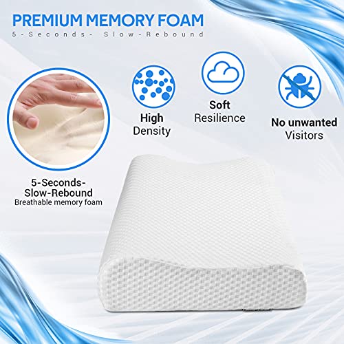 Findigit Almohada Viscoelastica, Almohada Cervical con Altura Ajustable, Reduce Dolores Cervicales，Forma Ergonómica Adecuada para Todos los Durmientes, Cubierta de Fibra de Bambú