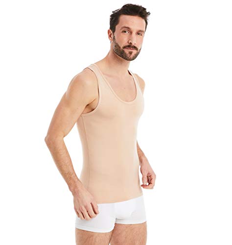 FINN Camiseta de Tirantes para Hombre - Ropa Interior Microfibra Invisible Color Piel Nude L