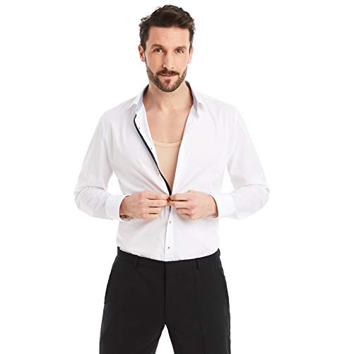 FINN Camiseta de Tirantes para Hombre - Ropa Interior Microfibra Invisible Color Piel Nude L