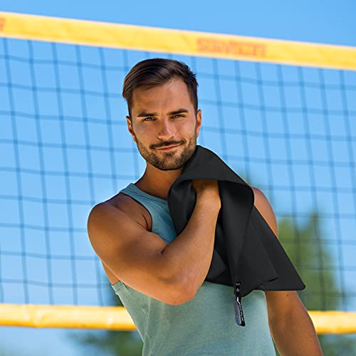 Fit-Flip Toalla Microfibra – en 11 Colores, 8 tamaños – compacta y de Secado rápido – Toalla Microfibra Grande – Toalla Fitness Gimnasio y Toalla Microfibra Playa (2X 30x50cm Negro + 1 Bolsa)