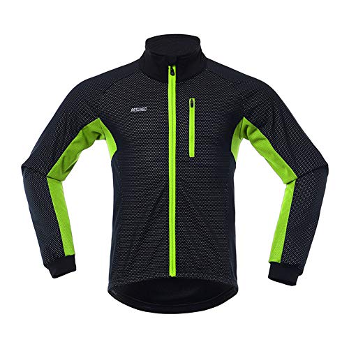 Fitsund Chaqueta de ciclismo para hombre, de manga larga, cortavientos, transpirable, para bicicleta de montaña, M-2XL, Hombre, Verde 1, medium