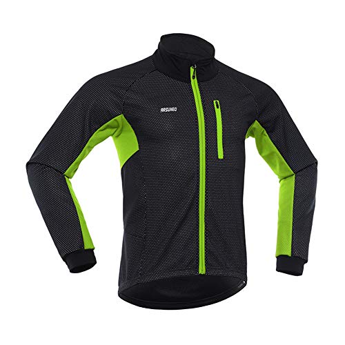 Fitsund Chaqueta de ciclismo para hombre, de manga larga, cortavientos, transpirable, para bicicleta de montaña, M-2XL, Hombre, Verde 1, medium