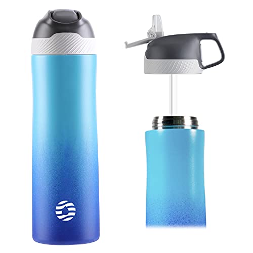 FJbottle Botella de Agua Acero Inoxidable 550ML/710ML, Botella Termica Reutilizable con Pajita, sin BPA, a prueba de fugas, para Bicicleta, Ciclismo, Gimnasio