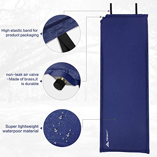 Forceatt Colchon Acampada, Autoinflable - Almohadilla para Esterilla Camping Ligera y Gruesa de 5 cm y Partículas Antideslizantes en la Parte Posterior Ideal para Mochilero y Acampada.