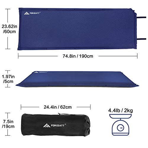 Forceatt Colchon Acampada, Autoinflable - Almohadilla para Esterilla Camping Ligera y Gruesa de 5 cm y Partículas Antideslizantes en la Parte Posterior Ideal para Mochilero y Acampada.