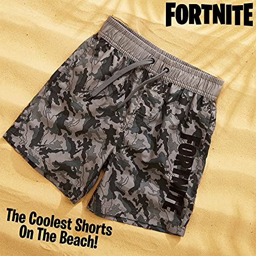 Fortnite Bañador Niño, Pantalones Cortos Niño con Estampado Camuflaje, Bermudas Niño para Playa Piscina, Bañadores Niño de Secado Rapido, Regalos para Niños y Adolescentes (11-12 Anni, Gris)