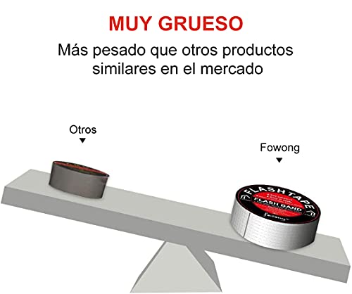 fowong Cinta de Butilo Impermeable, Cinta Aluminio, Goma de Butilo Impermeable para Reparar Techos y Fugas, Cinta Butilica para Utilizar en Tuberías, Superficie Metálica y Techos, 5cm(W) X 5M(L)