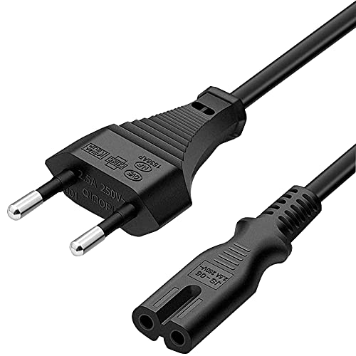 FSKE Negro C7 2M Power Cable con Euro IEC C7, Figure 8 Cable de alimentación Adecuado para TV Samsung Toshiba LG Philips Sharp Sony PC Monitor, DVD, Printer, Radio etc