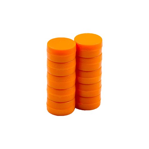 Fuertes imanes Magnetastico® de neodimio, con capa de protección, tamaño 12 x 6 mm, para oficina, pequeños, para pizarra magnética o frigorífico, naranja, 12x6 mm