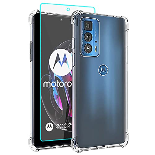 Funda Motorola Edge 20 Pro, Funda Moto Edge 20 Pro con HD Protector Pantalla, Transparente Suave Anti-Choque TPU Anti-arañazos Silicona para Motorola Edge 20 Pro (Transparente)