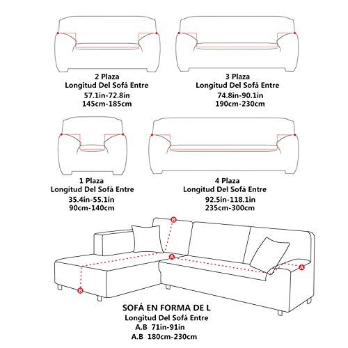 Funda para sofá Elasticas de 1 2 3 4 Plazas Impresión Floral (Gratis 2 Funda de Cojines) Universal Funda Cubre Sofas Ajustables,Antideslizante Protector Cubierta de Muebles con Cuerda de fijación