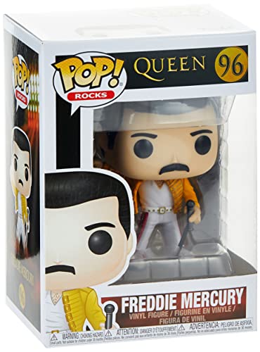 Funko - Pop! Rocks: Queen: Freddie Mercury (Wembley 1986) Figura de Vinilo, Multicolor (33732)