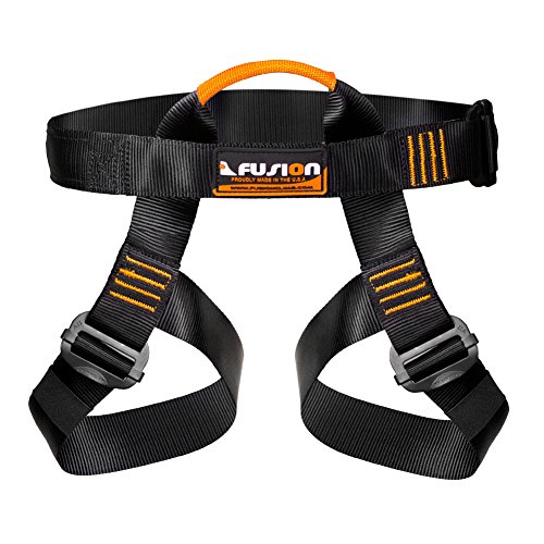 Fusion Climb Pro Backyard Zip Line Kit Harness FK-A-HLT-01 Paquete de Carrito de cordón, Unisex Adulto, Negro, Talla única