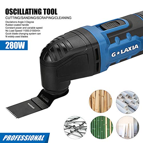 G LAXIA 280 W Multiherramienta Oscilante Profesional, 6 Velocidades Variables 11000-21000 RPM, ángulo de oscilación: 3 °, con Accesorios de 17 piezas