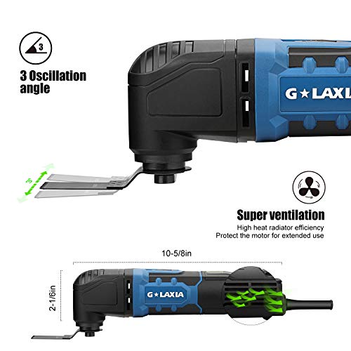 G LAXIA 280 W Multiherramienta Oscilante Profesional, 6 Velocidades Variables 11000-21000 RPM, ángulo de oscilación: 3 °, con Accesorios de 17 piezas