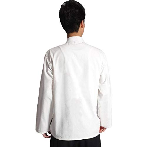 G-like Camisa china para hombre - Artes marciales tradicionales Kung Fu Tai Chi Wushu Clásica Tangzhuang Chaqueta de Manga Larga Ejercicio Primavera Otoño Ropa Color blanco. L