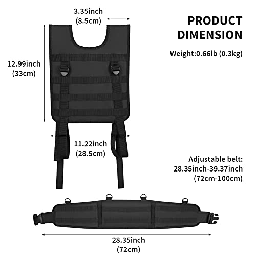 G-raphy Cinturón de Batalla Acolchado Táctico Airsoft con Tirantes Desmontables, Chalecos Tácticos con Almohadillas Cómodas y Arnés Extraíble para Entrenamiento al Aire Libre (Negro)