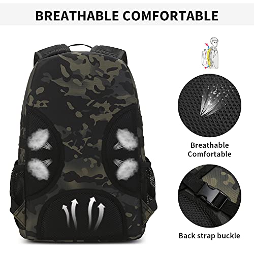 G-raphy Mochila de Asalto Estilo Táctical Militar Bolso Ligero de Escuela para Jóvenes Mochilas Hombre Escolares Casual Deportivos para Caza Camping Ciclismo Viajar (Camo negro)